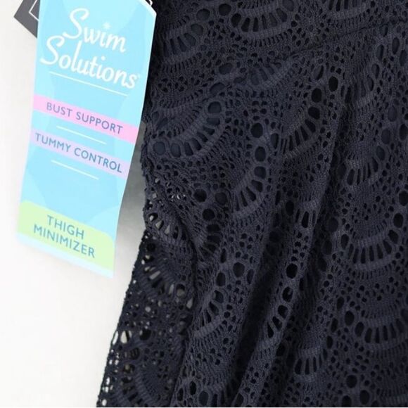 SWIM SOLUTIONS Women's Tummy-Control Flyaway Swimdress, swimwear onesuit - Picture 6 of 13